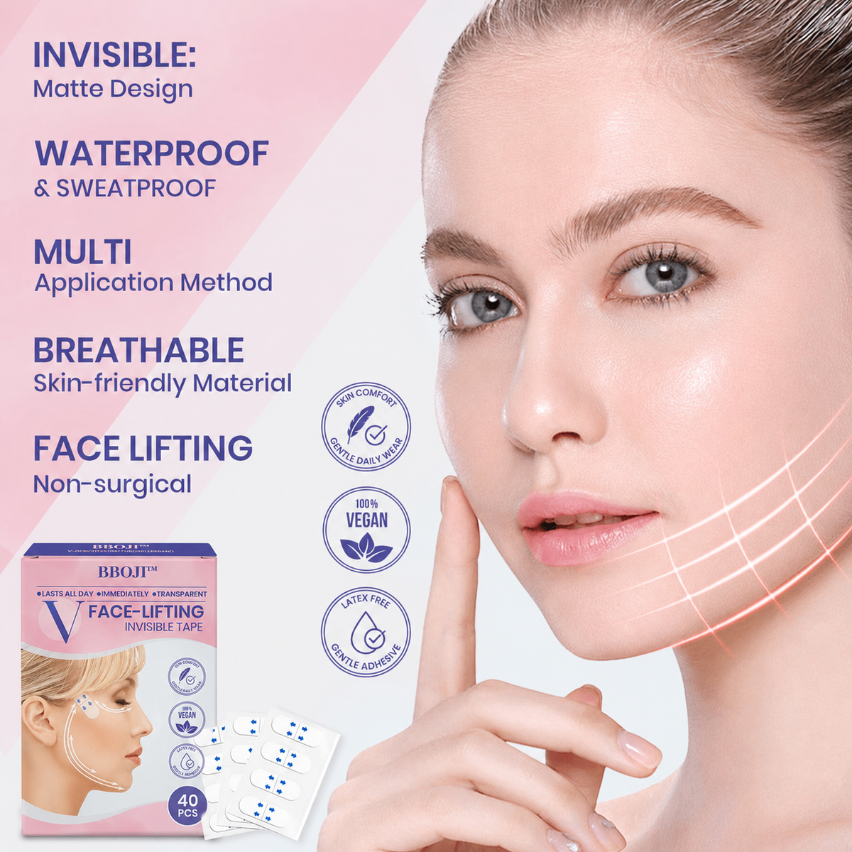 BBOJI™ Invisible Face Lift Tape  Instantly Sculpt Your Jawline & Hide Double Chin