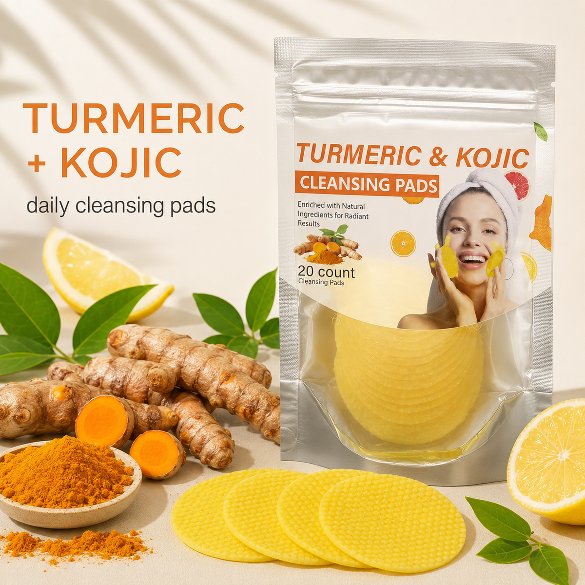 Turmeric & Kojic Acid Cleansing Pads,20pcs