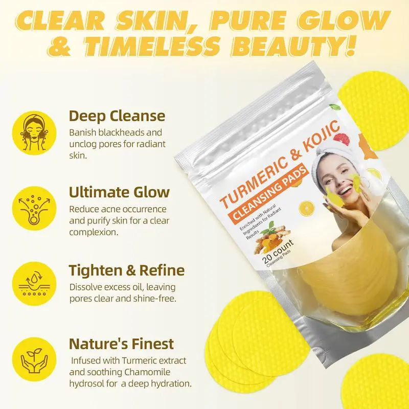 Turmeric & Kojic Acid Cleansing Pads,20pcs